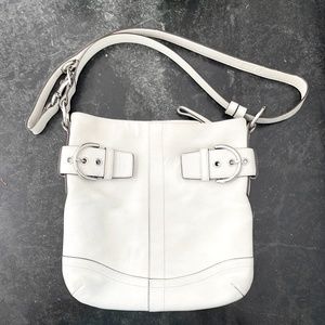 Coach Soho Slim (#1452) In White Leather, Silver Buckles